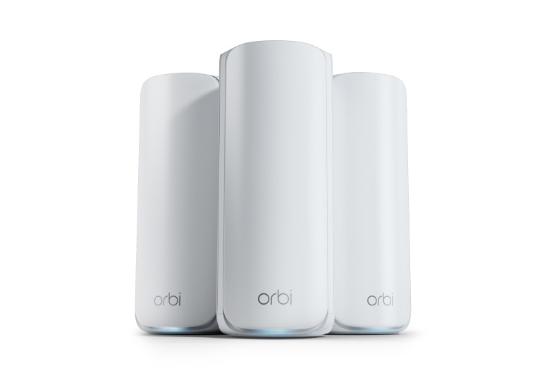 NETGEAR Orbi 770 Tri-Band Wi-Fi 7 (802.11be) - Sistema Mesh Bianco, Kit da 3 con Router e 2 Satelliti, Copertura fino a 540 m², Fino a 11 Gbps