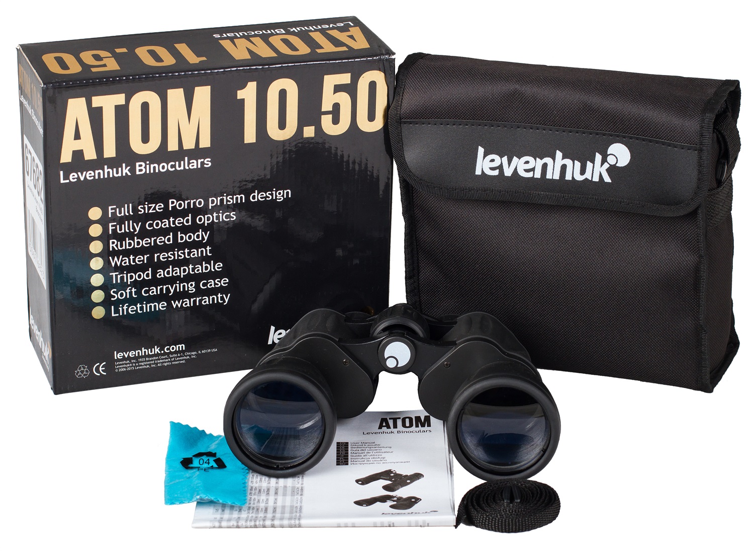 Levenhuk Atom 10x50 Binocolo Prisma di Porro BK-7 - 50 mm, Ingrandimento 10x, Visibilità Ottimale