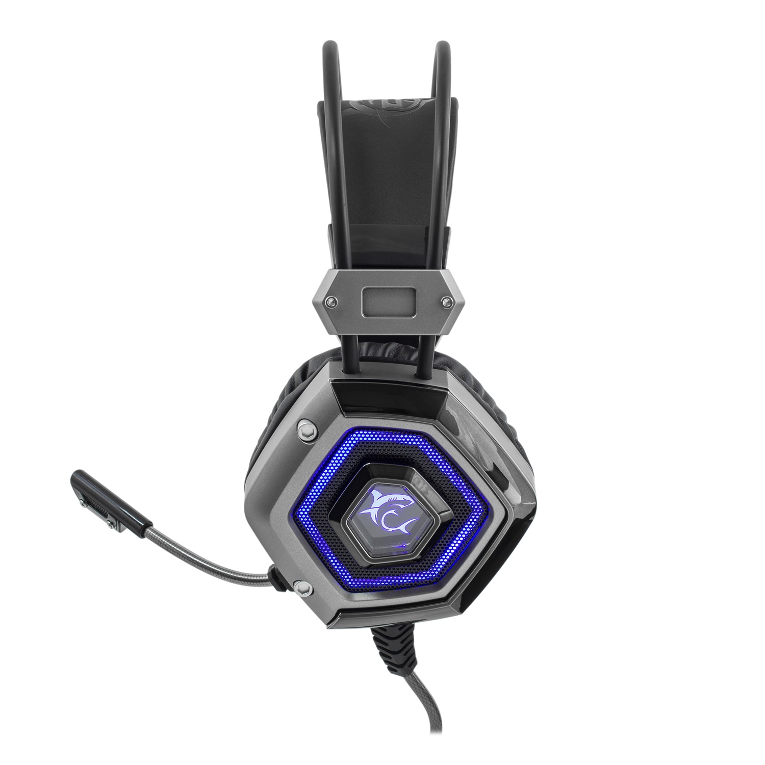White Shark LION Cuffie Gaming USB con Microfono Argento, Driver da 50 mm, Fascia Sospesa e Illuminazione