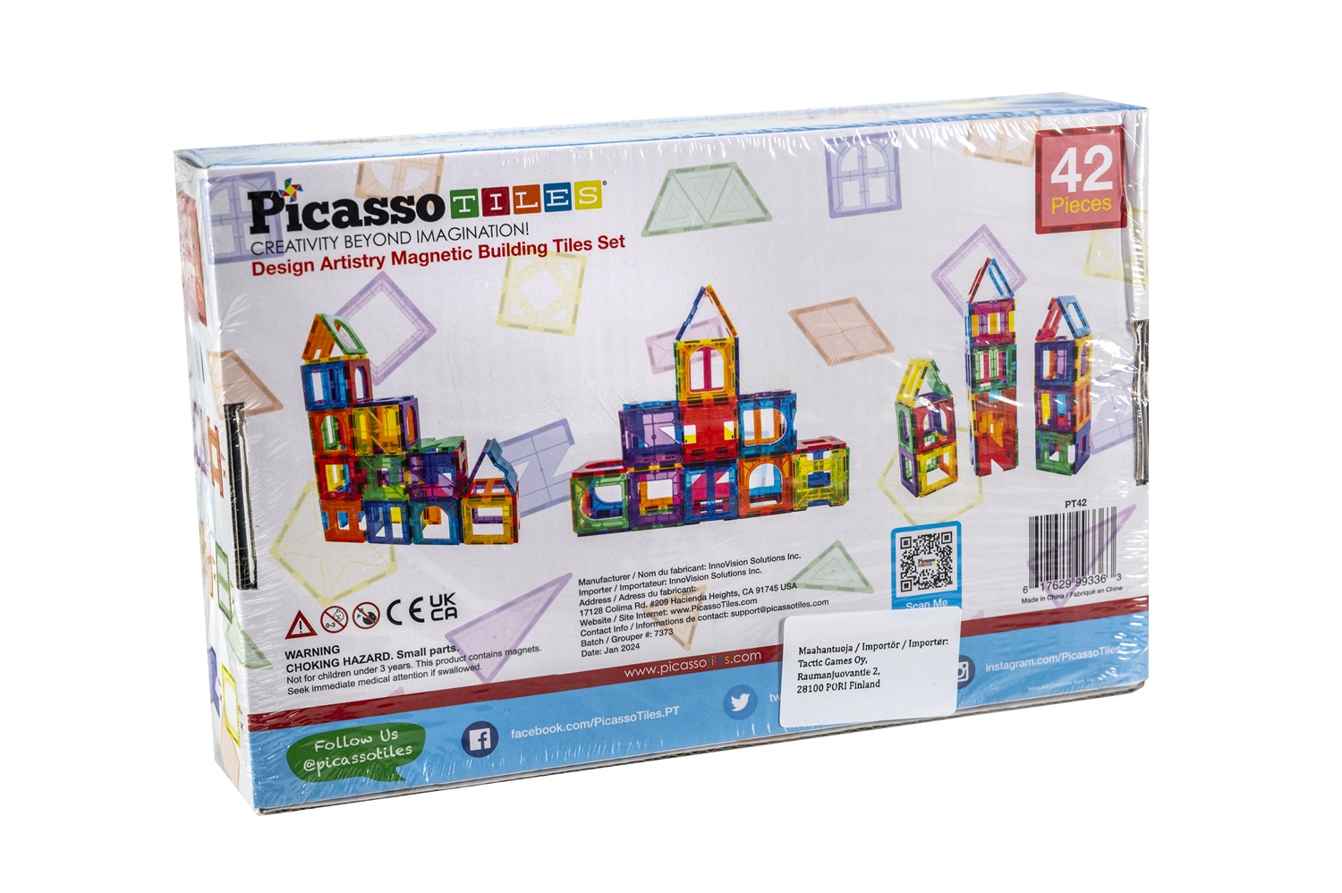 PicassoTiles PT42 Designer Artistry Kit - 42 Pezzi di Mattoncini Magnetici Trasparenti per Costruzioni 3D Educativi e Creativi