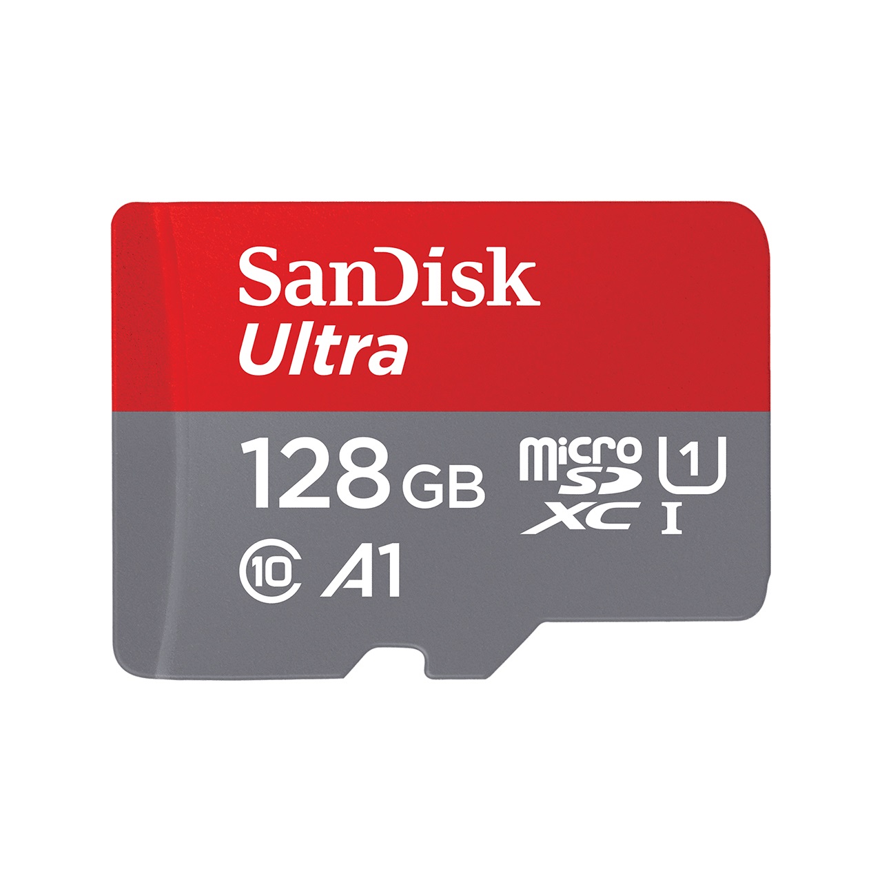 SanDisk Ultra microSDXC 128 GB con SD Adapter - Classe 10 UHS-I, 100 MB/s, Grigio/Rosso