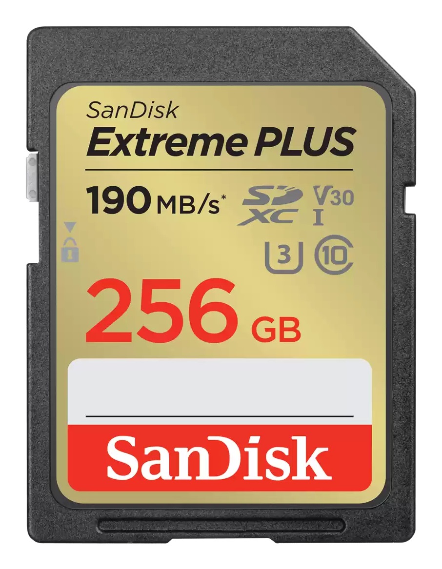 SanDisk Extreme PLUS - Scheda di memoria flash SDXC 256 GB, 190 MB/s lettura, 130 MB/s scrittura, Classe 10