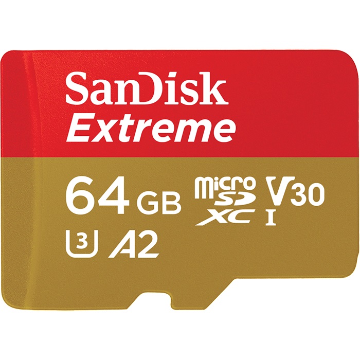 SanDisk Extreme 64 GB MicroSDXC UHS-I A2 Classe 10 - Fino a 170 MB/s, Ideale per Action Cam e Droni