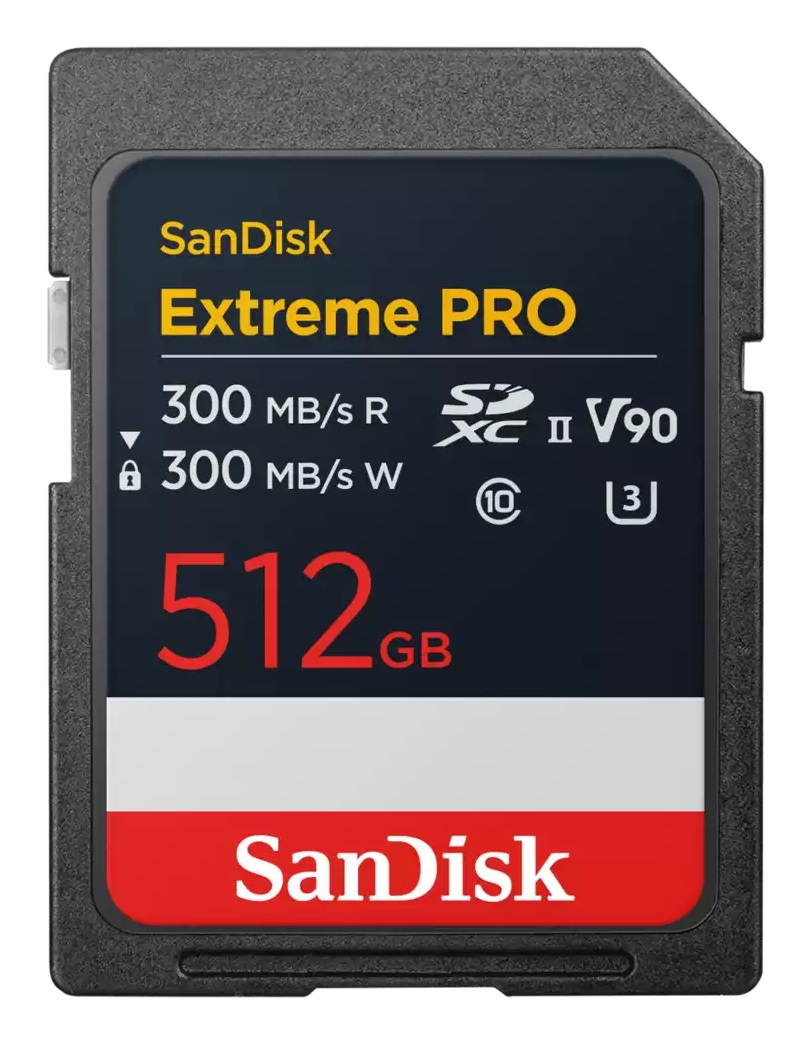 SanDisk Extreme PRO 512 GB SDXC UHS-II V90 - Velocità di lettura e scrittura fino a 300 MB/s, supporto video in 8K