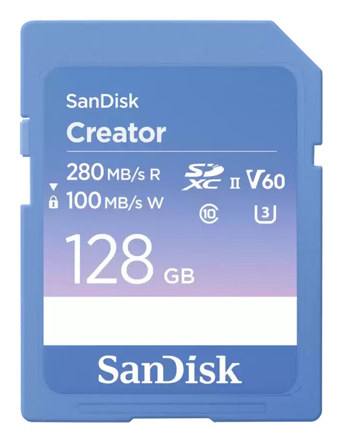 SanDisk Creator 128 GB SDXC UHS-II Classe 10, Velocità fino a 280 MB/s, V60, per DSLR e Fotocamere Mirrorless
