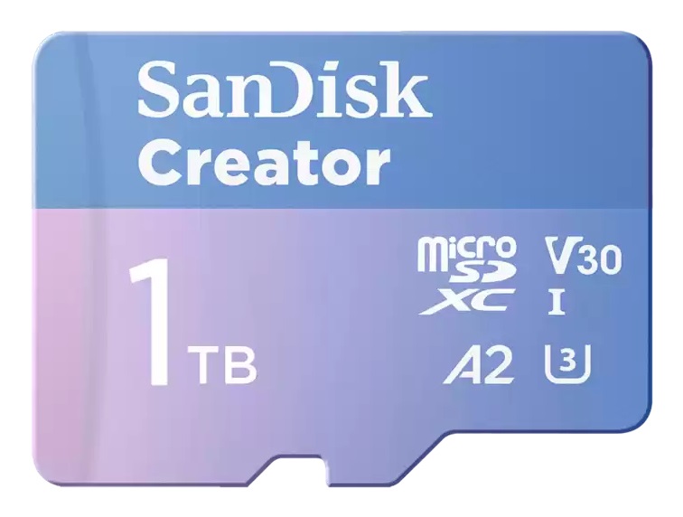 SanDisk Creator MicroSDXC UHS-I 1 TB - Alta Velocità fino a 190 MB/s, A2, C10, V30, U3, per Smartphone, Action Camera e Droni, con Adapter e 3 mesi di Adobe Lightroom