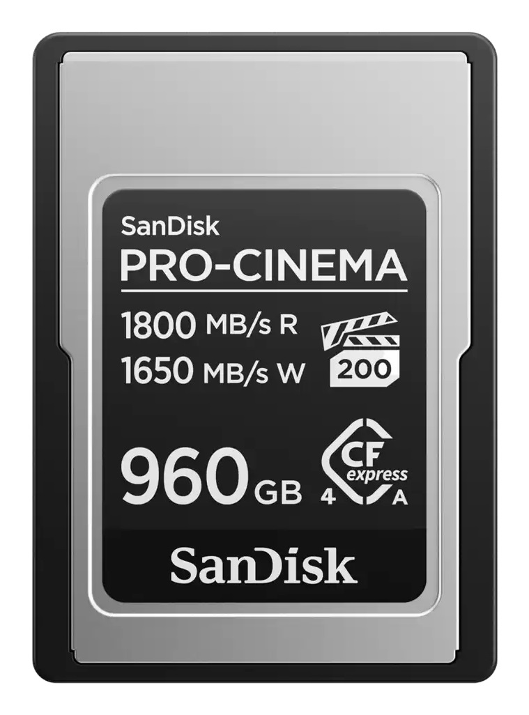 SanDisk PRO-CINEMA 960 GB CFexpress Tipo A - Velocità di lettura 1800 MB/s, scrittura 1650 MB/s, resistente a cadute e acqua