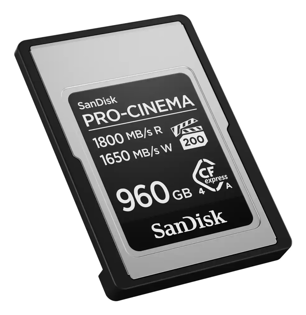 SanDisk PRO-CINEMA 960 GB CFexpress Tipo A - Velocità di lettura 1800 MB/s, scrittura 1650 MB/s, resistente a cadute e acqua