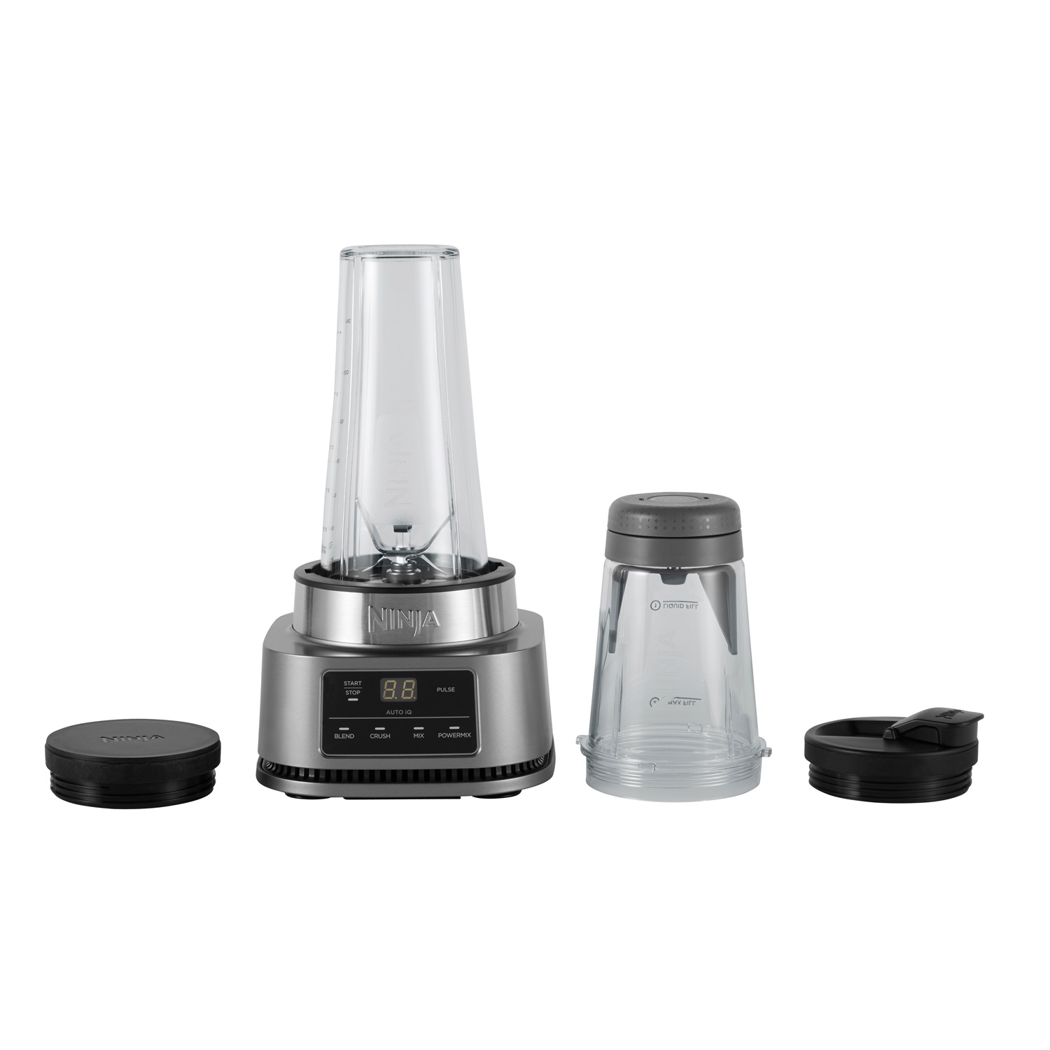 Ninja Frullatore Power Nutri CB100EU 2 in 1, 1100 W, tazza 700 ml e ciotola 400 ml, design elegante in argento e nero