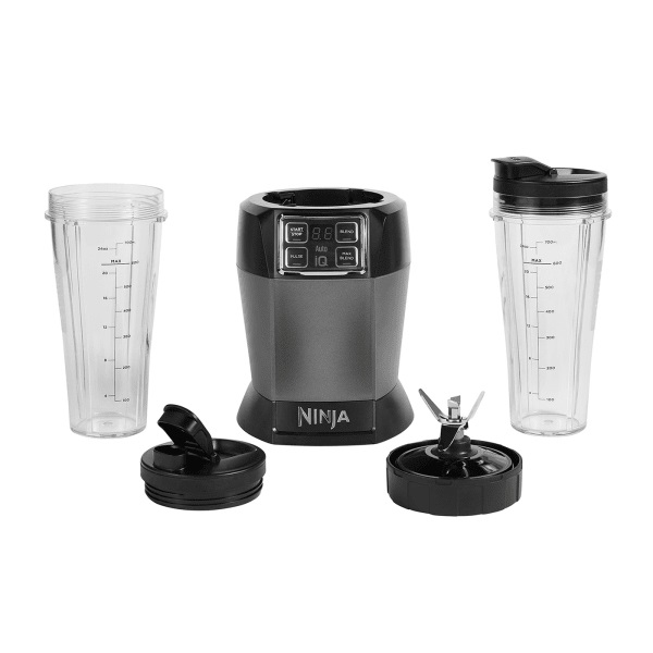 Ninja BN495EU Frullatore 1000 W con Auto-iQ, 2 Tazze da 700 ml, Colore Antracite/Nero/Grigio