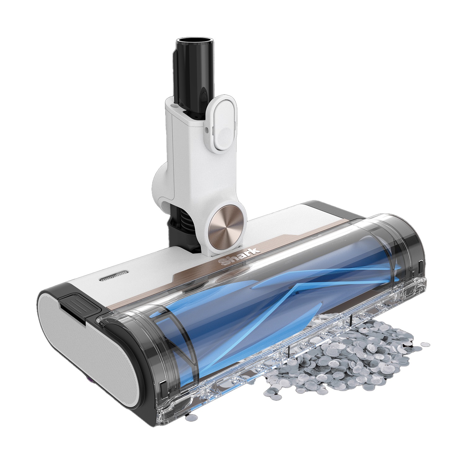 Shark Aspirapolvere Senza Filo BU1120EU con Tecnologia FloorDetect, PowerFins e Antigroviglio - Bianco/Blu Navy, Fino a 40 Minuti di Autonomia