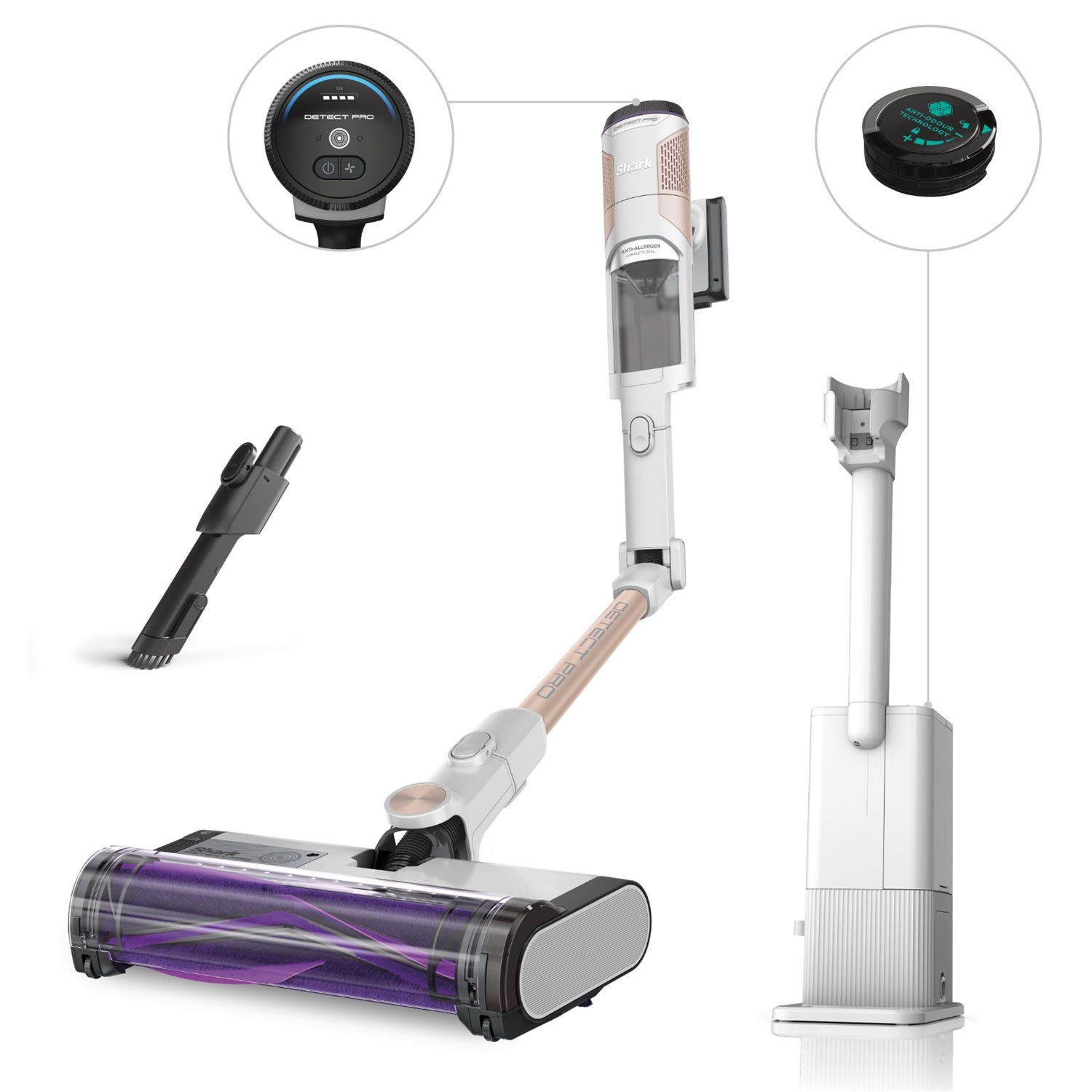 Shark IW3611EU Aspirapolvere Senza Filo Detect Pro con Autosvuotamento, Potenza 240W, Autonomia 60 Minuti, Tecnologia Anti Hair Wrap