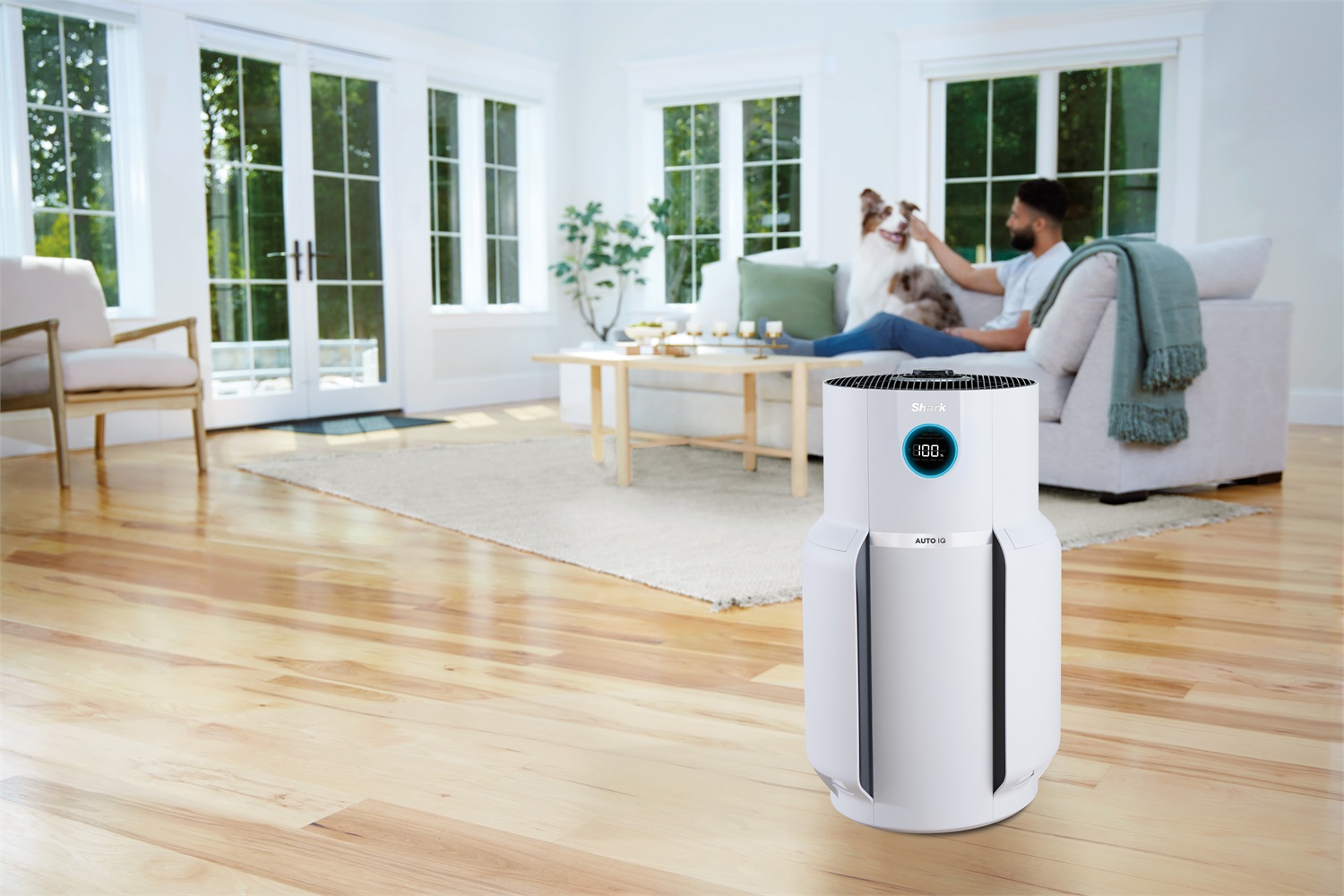 Shark NeverChange MAX HP300EU - Purificatore d'aria HEPA per grandi ambienti fino a 130 m², filtro con durata di 5 anni, cattura il 99,97% allergeni, modalità automatica e display LED, bianco