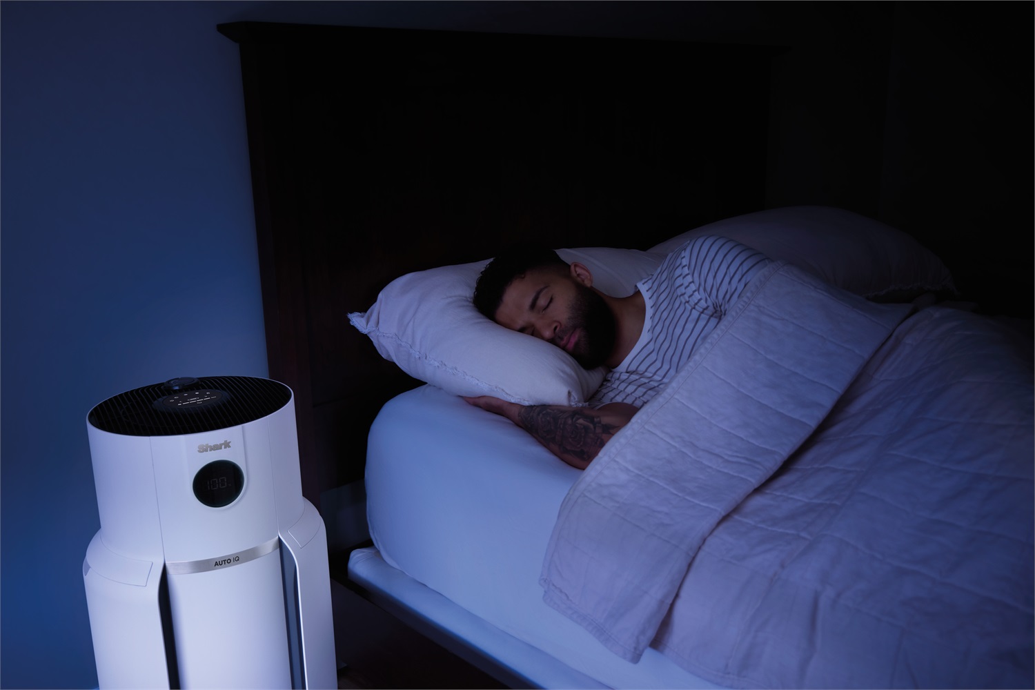 Shark NeverChange MAX HP300EU - Purificatore d'aria HEPA per grandi ambienti fino a 130 m², filtro con durata di 5 anni, cattura il 99,97% allergeni, modalità automatica e display LED, bianco