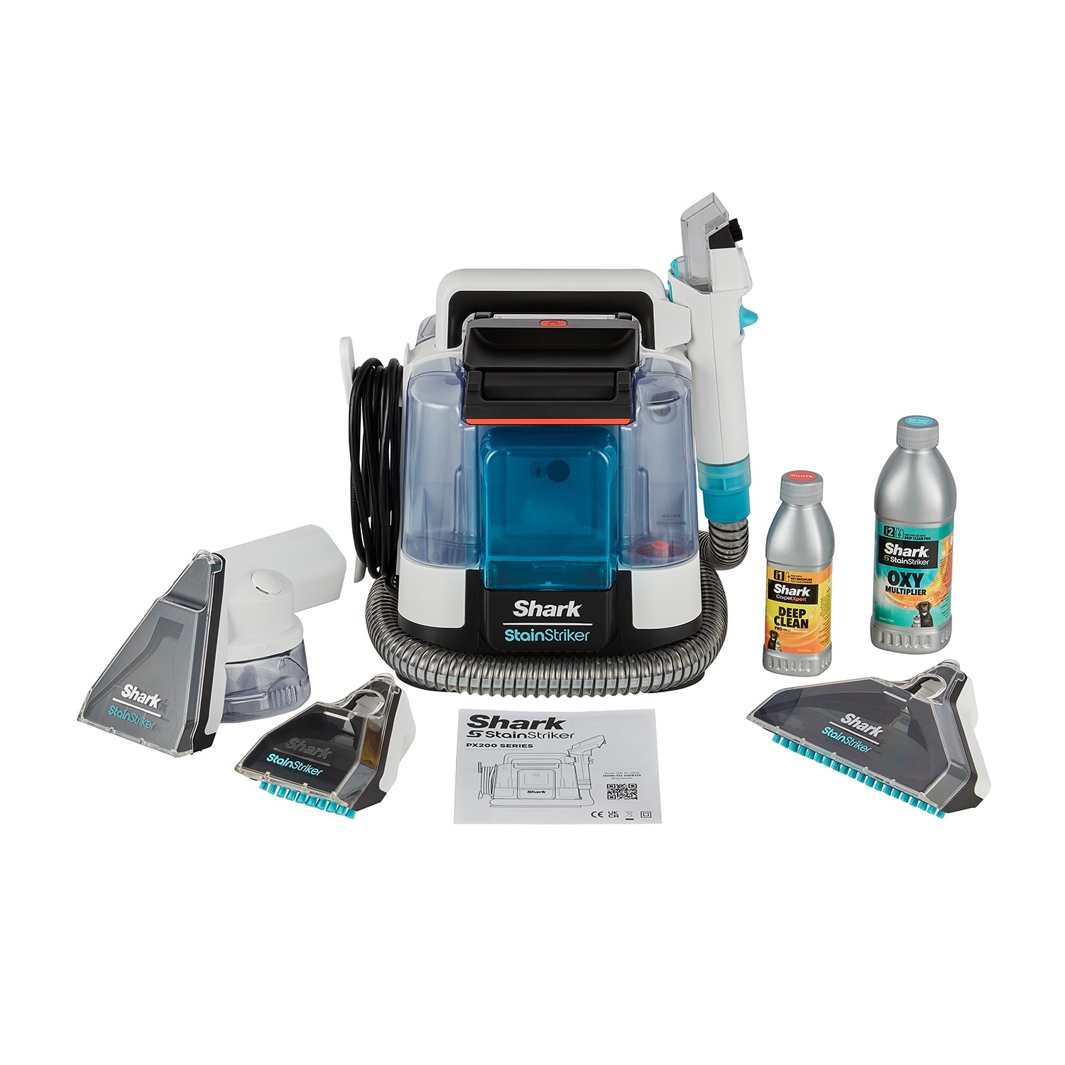 Shark StainStriker PX200EUT - Smacchiatore Portatile con 5 Accessori, Rimozione Macchie e Odori, Leggero e Potente, 450W