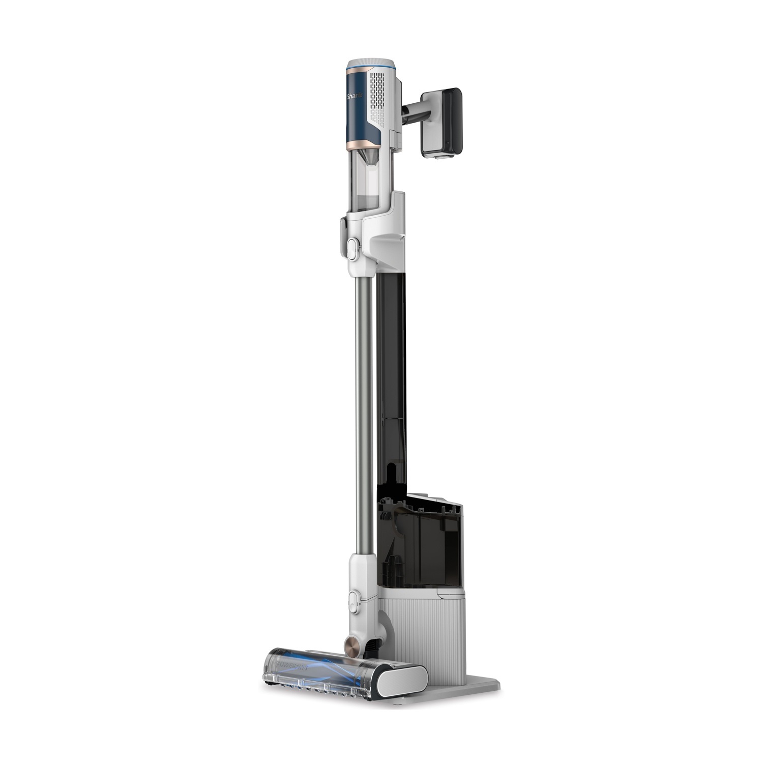 Shark BU3521EU Aspirapolvere Senza Filo Floor Detect Stick con Autosvuotamento, 40 Minuti di Autonomia, Leggero, Anti Hair Wrap, Bocchette per Animali e Fessure, Blu/Bianco