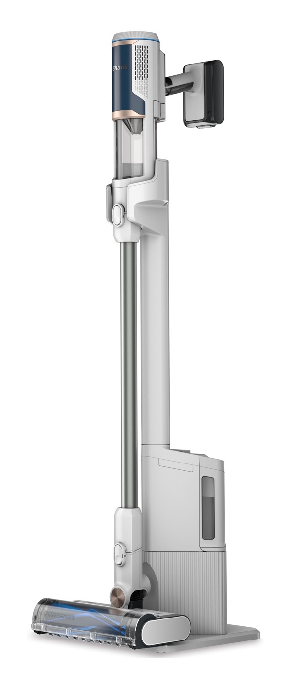 Shark BU3521EU Aspirapolvere Senza Filo Floor Detect Stick con Autosvuotamento, 40 Minuti di Autonomia, Leggero, Anti Hair Wrap, Bocchette per Animali e Fessure, Blu/Bianco