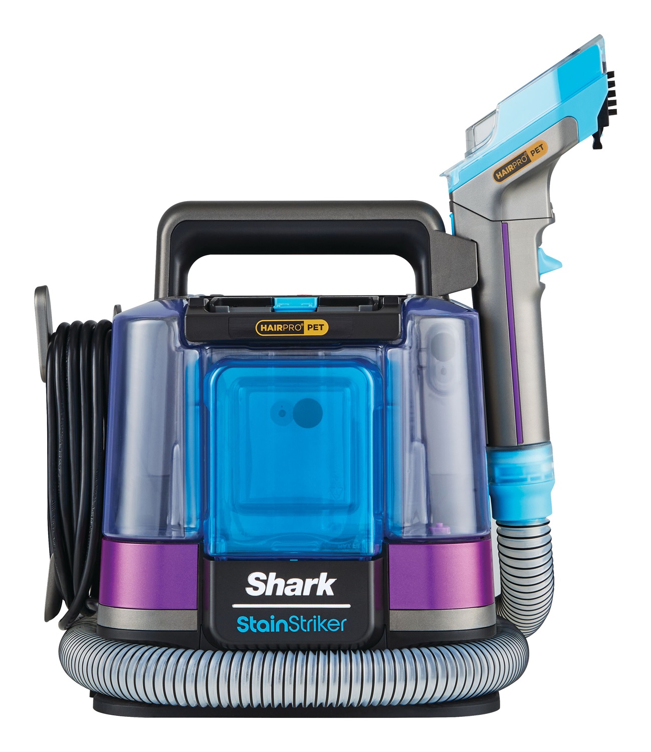 Shark StainStriker HairPro Pet - Smacchiatore Portatile 450W con 4 Accessori e 2 Soluzioni Detergenti, Ideale per Animali Domestici