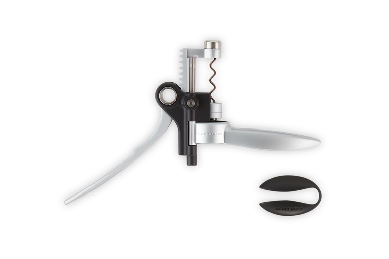 Le Creuset Cavatappi a Leva LM-250 in Metallo con Taglia Capsule FC-400 - Elegante e Pratico per Stappare Bottiglie di Vino