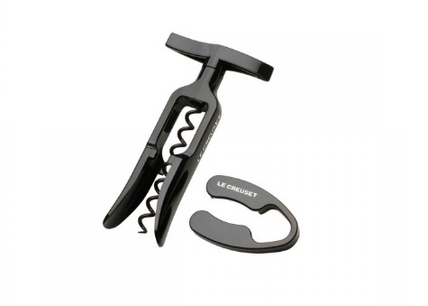 Le Creuset GS-100 Cavatappi con Taglia Capsule FC-100, Plastica Nero Lucido, Impugnatura Ergonomica e Vite in Teflon