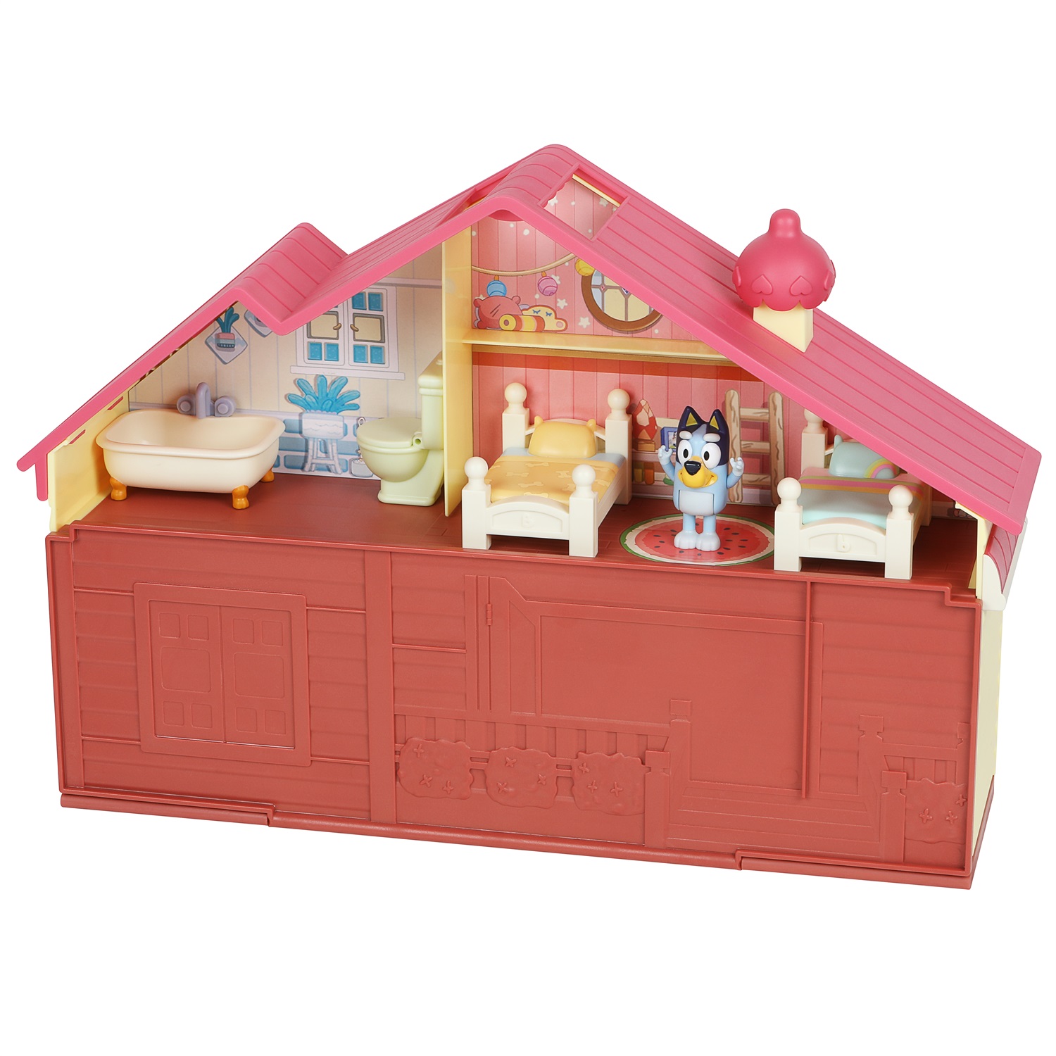 Bluey 13024 Heeler Family Home Play Set - Casa per le Bambole con 1 Personaggio, 4 Camere, Accessori e Patio Estraibile