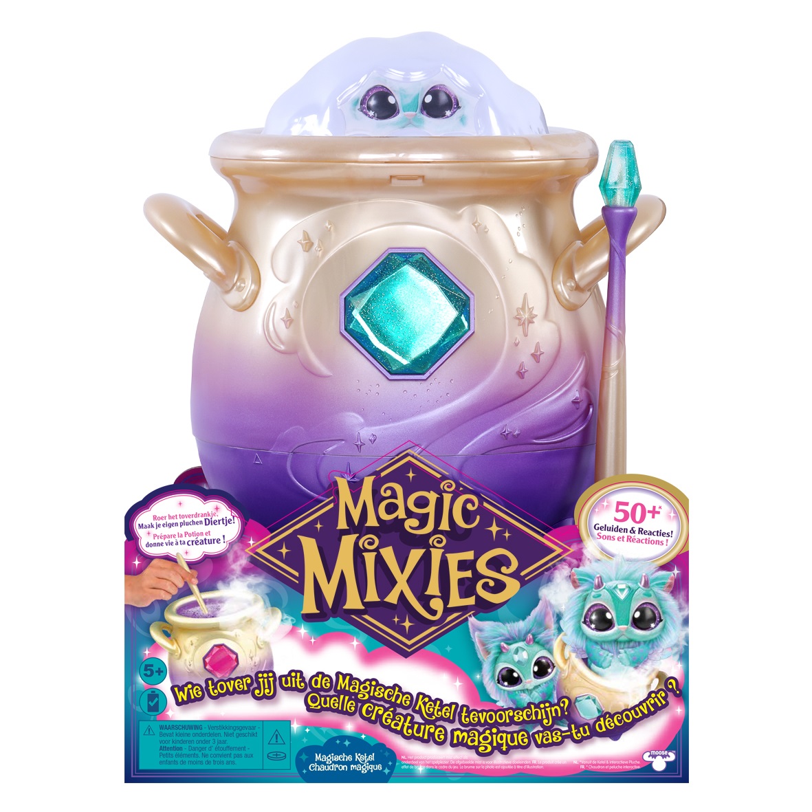 Moose Toys Magic Mixies Calderone Magico con Peluche Interattivo Blu da 8 Pollici