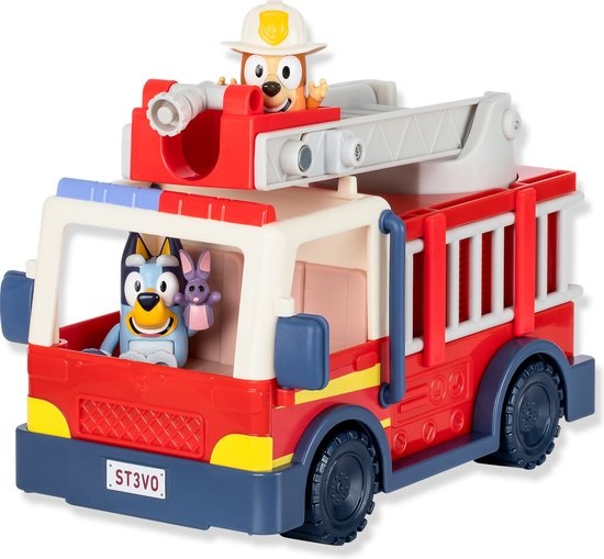 Moose Toys Camion dei Pompieri Bluey con Bingo e Bob Bilby - Scala Mobile e Foglio Adesivo
