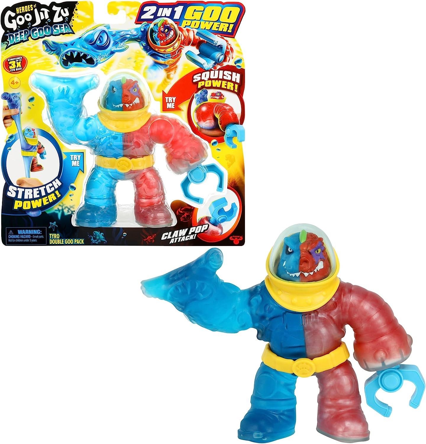 Heroes of Goo Jit Zu - Figura Tyro 16,5 cm con potenza 2 in 1, super elastica e morbidissima