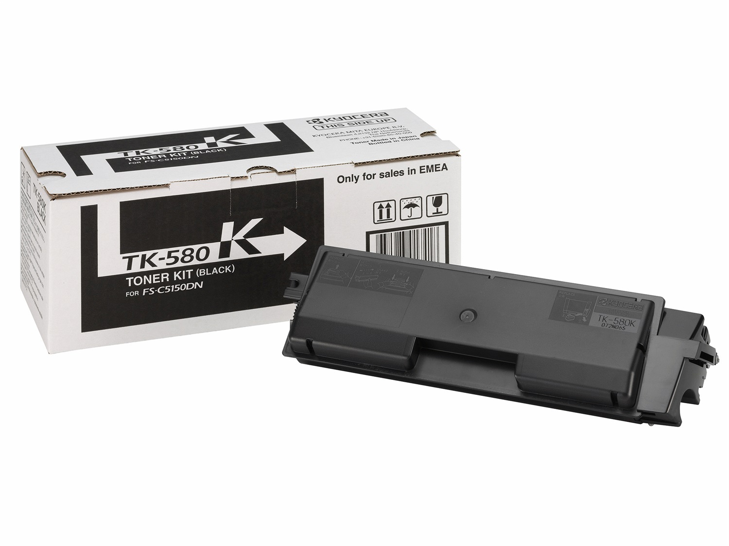 Kyocera TK-580K Toner Nero Originale 1T02KT0NL0 - 3500 Pagine per FS-C5150DN e ECOSYS P6021cdn