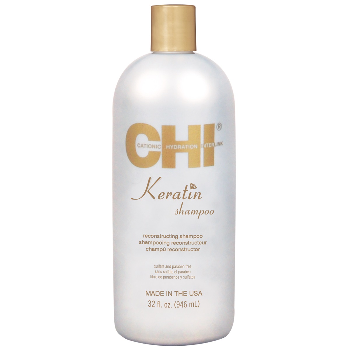 CHI Farouk Keratin Shampoo Ricostruttore 946 ml - Shampoo per Donna con Olio di Jojoba e Argan per Capelli Sani e Lucenti