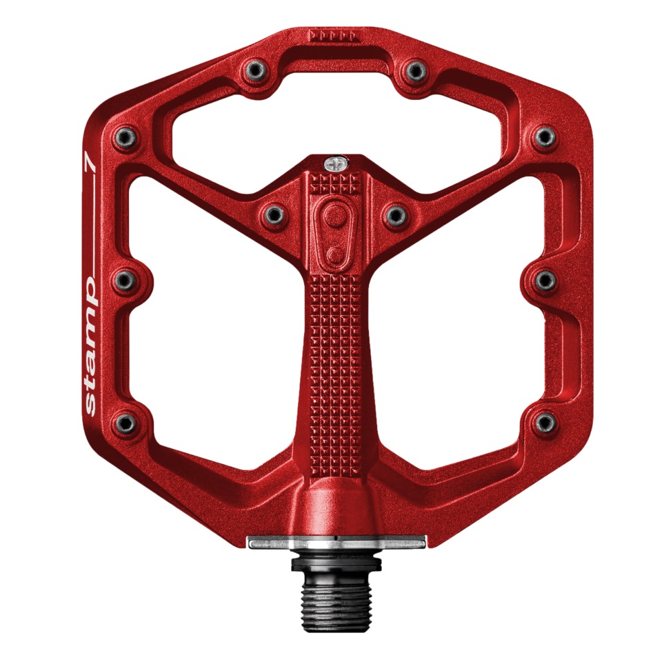 Crankbrothers Stamp 7 Small Pedali MTB Flat Rosso 100 x 100 mm con Piattaforma Concava e 10 Perni Regolabili