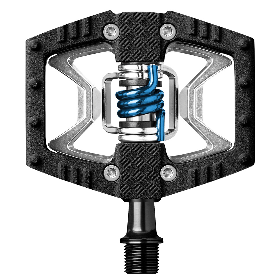 Crankbrothers Mallet Double Shot 2 - Pedali MTB Ibridi Nero/Argento/Blu con Doppia Funzione