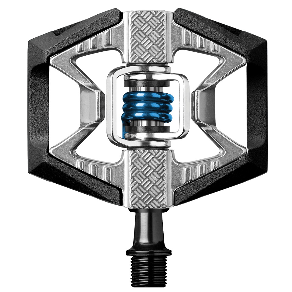 Crankbrothers Mallet Double Shot 2 - Pedali MTB Ibridi Nero/Argento/Blu con Doppia Funzione