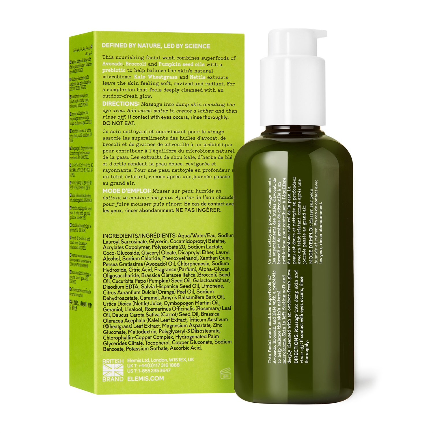 Elemis Superfood Facial Wash 200 ml - Detergente Viso Nutriente con Broccoli, Avocado e Cavolo
