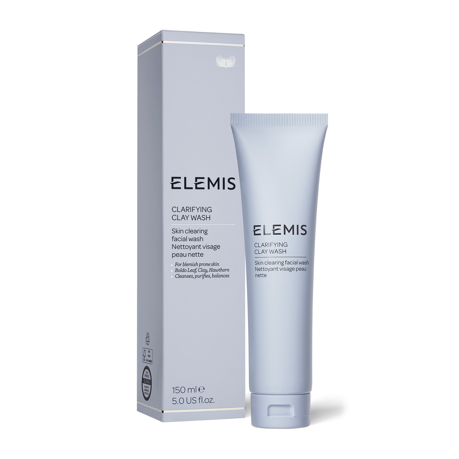 Elemis Clarifying Clay Wash 150ml - Detergente Viso Purificante per Pelli Grasse e Imperfette, Formula all'Argilla per Pulizia Profonda e Equilibrio