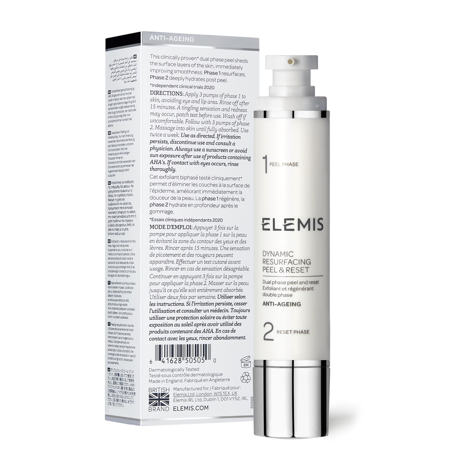 Elemis Dynamic Resurfacing Peel & Reset 30 ml - Peeling Bifasico Esfoliante per Viso, Idrata e Nutre la Pelle