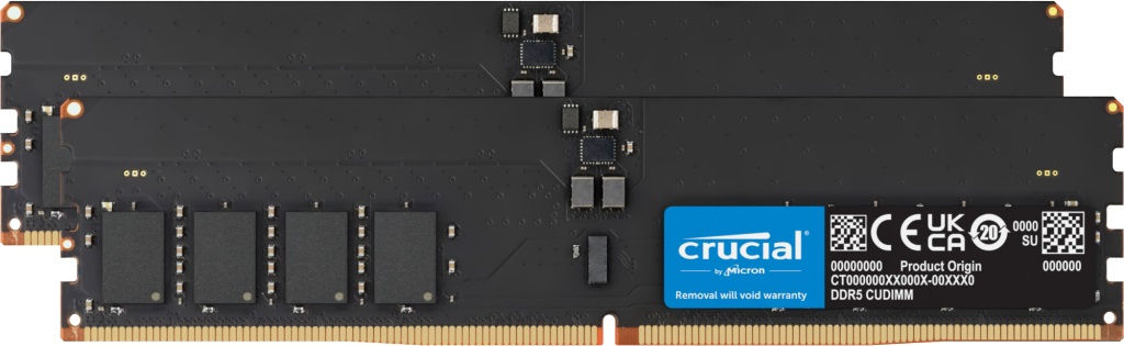 Crucial RAM DIMM DDR5 64GB (2x32GB) 6400MHz CL52 1.1V Nero