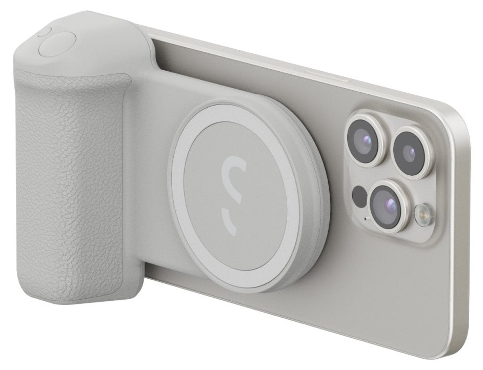 ShiftCam SnapGrip Classic Stone - Impugnatura Magnetica con Pulsante Bluetooth e Powerbank Qi