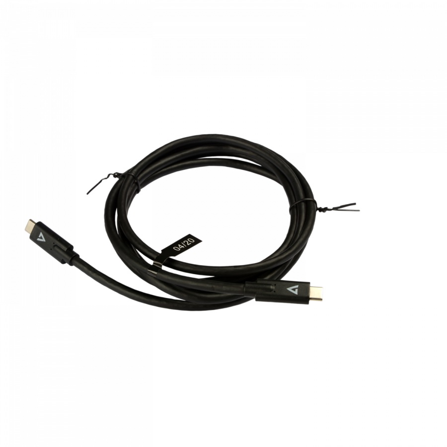 V7 Cavo USB-C Maschio a USB-C Maschio 2m Nero - PVC, Placcatura Oro