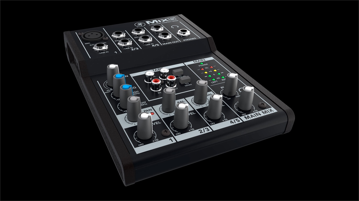 Mackie Mix5 Mixer Compatto a 5 Canali - Frequenza 20 - 30000 Hz, Impedenza 2000 Ohm, Dimensioni 14x19,6x4,3 cm, Nero