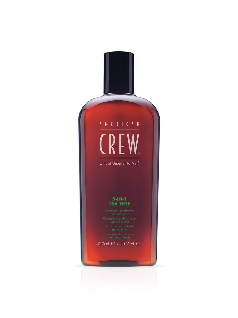 American Crew 3-in-1 Tea Tree Shampoo, Balsamo e Gel Doccia 450 ml - Rinfrescante e Idratante per Tutti i Tipi di Capelli