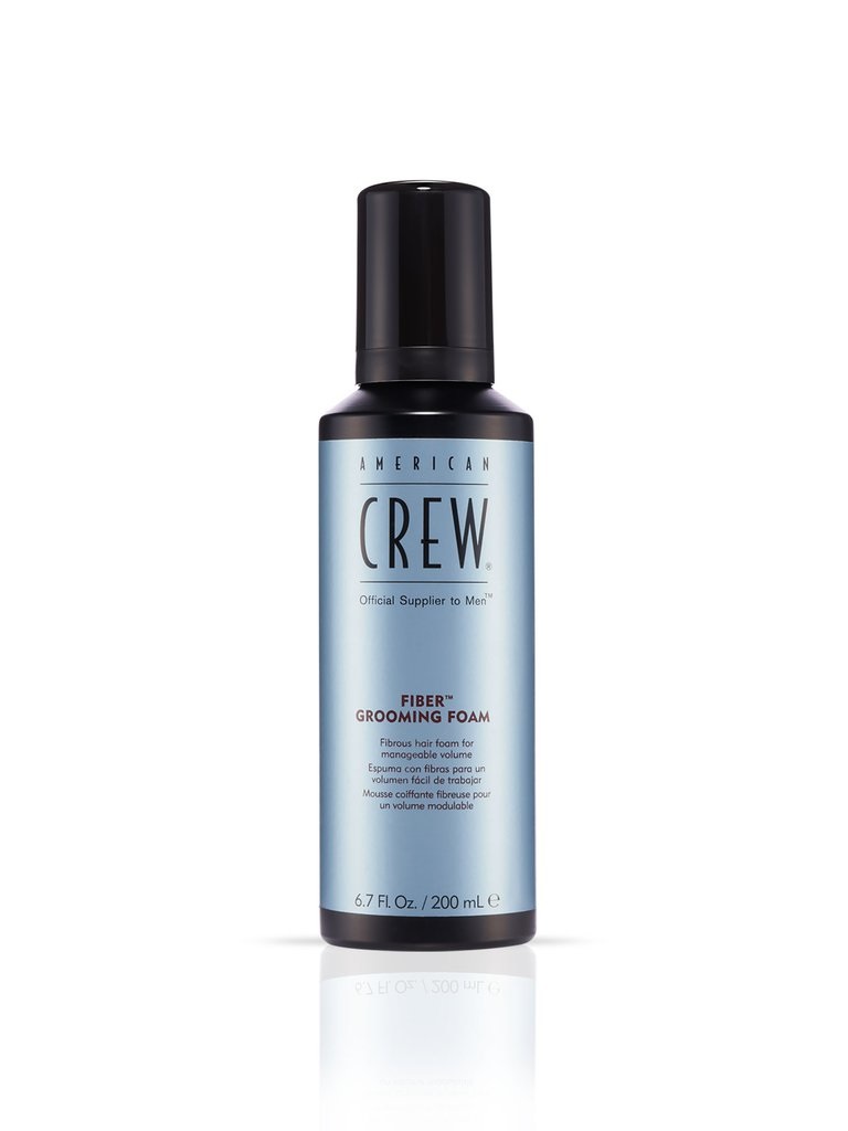 American Crew Fiber Grooming Foam - Spuma Volume Modulabile per Capelli 200 ml, Dona Volume e Protegge dal Calore