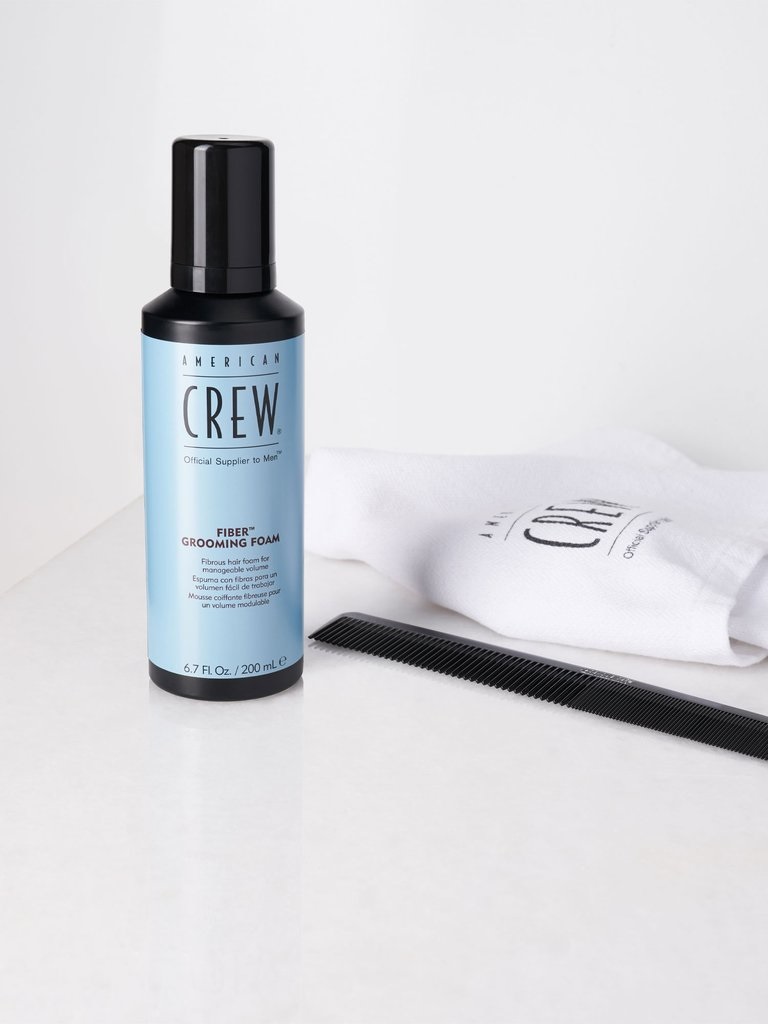 American Crew Fiber Grooming Foam - Spuma Volume Modulabile per Capelli 200 ml, Dona Volume e Protegge dal Calore