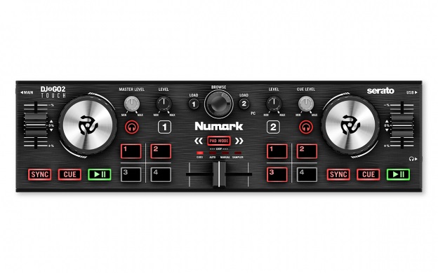 Numark DJ2GO2 Touch - Controller DJ USB Compatto a 2 Deck con Mixer, Interfaccia Audio e Jog Wheels Sensibili al Tocco