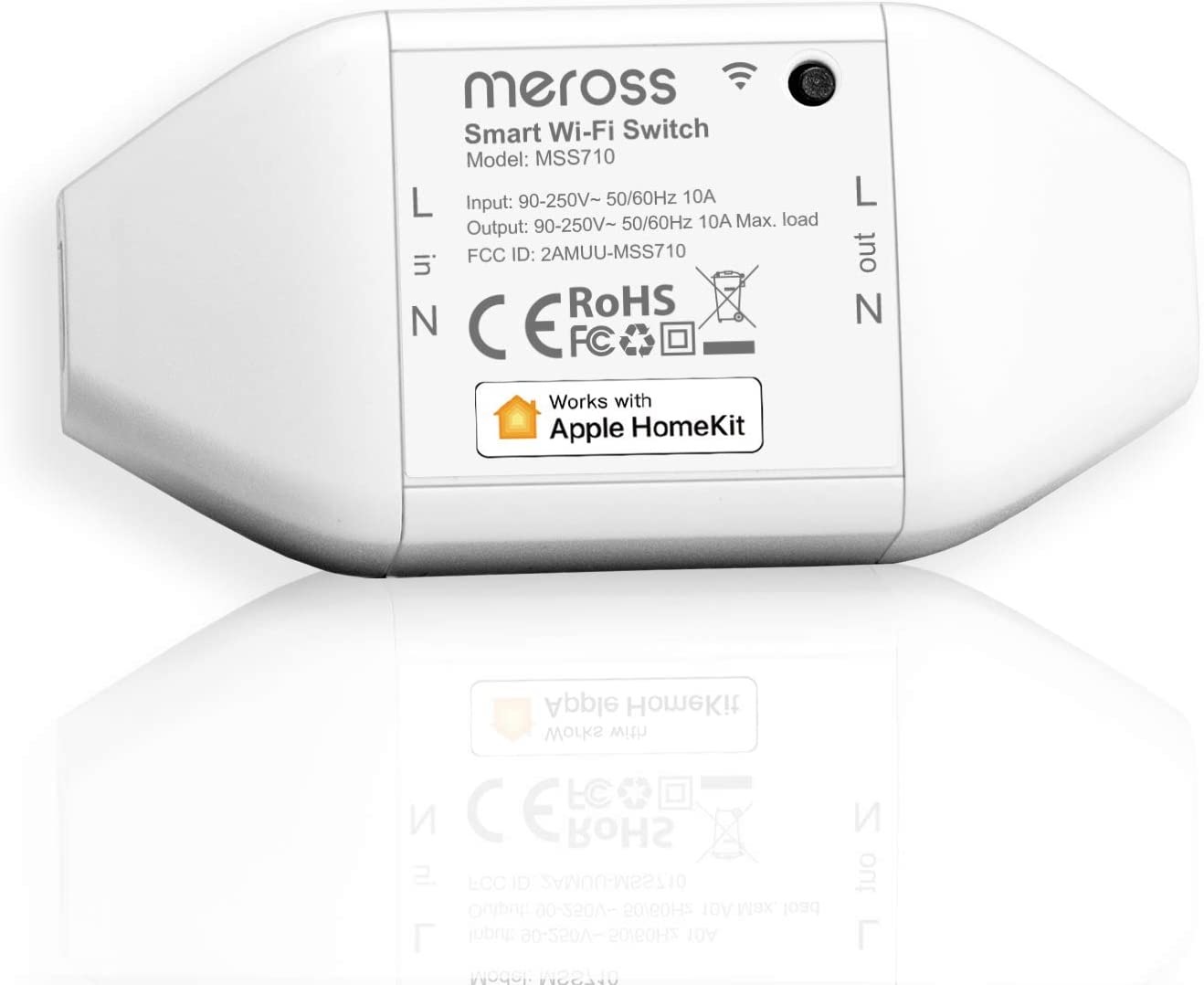 Meross MSS710HK Interruttore Smart WiFi Universale 10A con HomeKit, Funzione Timer, Telecomando e Controllo Vocale - Compatibile con Alexa e Google Home