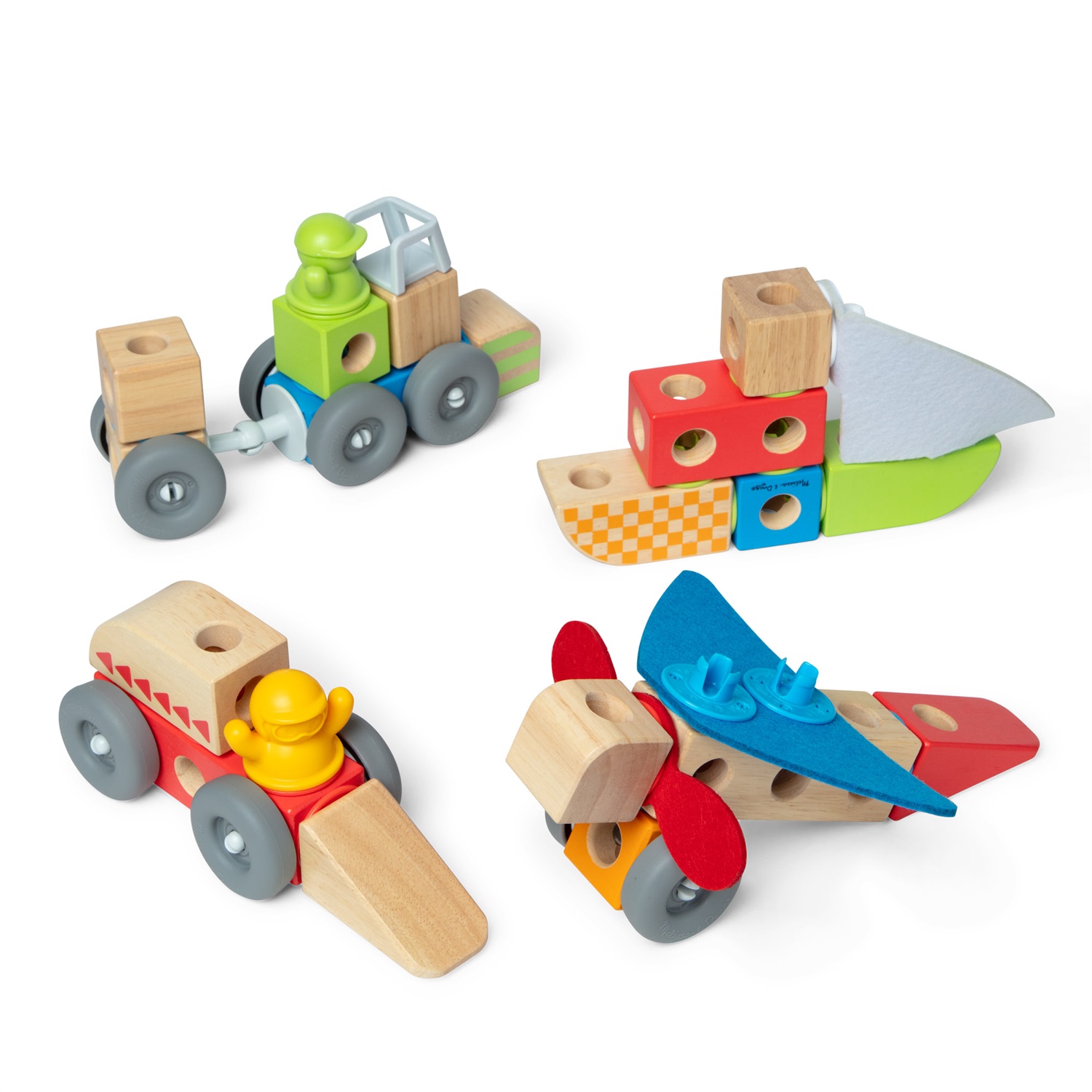 Melissa & Doug Blockables Veicoli - Set di 54 Blocchi di Legno Massello Collegabili per Bambini in Età Prescolare