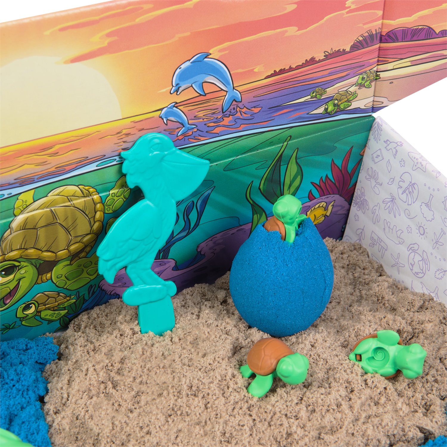 Kinetic Sand Project Planet Spiaggia delle Tartarughe - 396 g di sabbia da gioco, attrezzi e formine, realizzato con 100% plastica riciclata, imballaggio certificato FSC, giocattolo sensoriale per bambini dai 3 anni