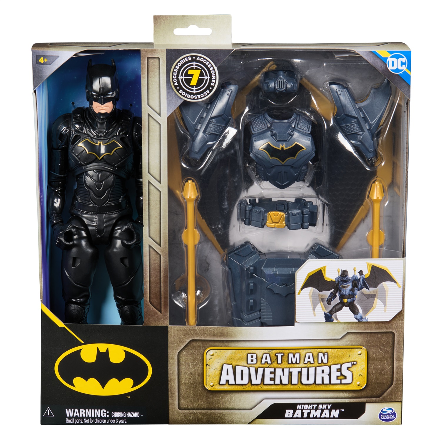 Spin Master DC Comics Action Figure Batman Adventures Night Sky - 30 cm, 17 Punti di Articolazione, Ali Espandibili e 7 Accessori