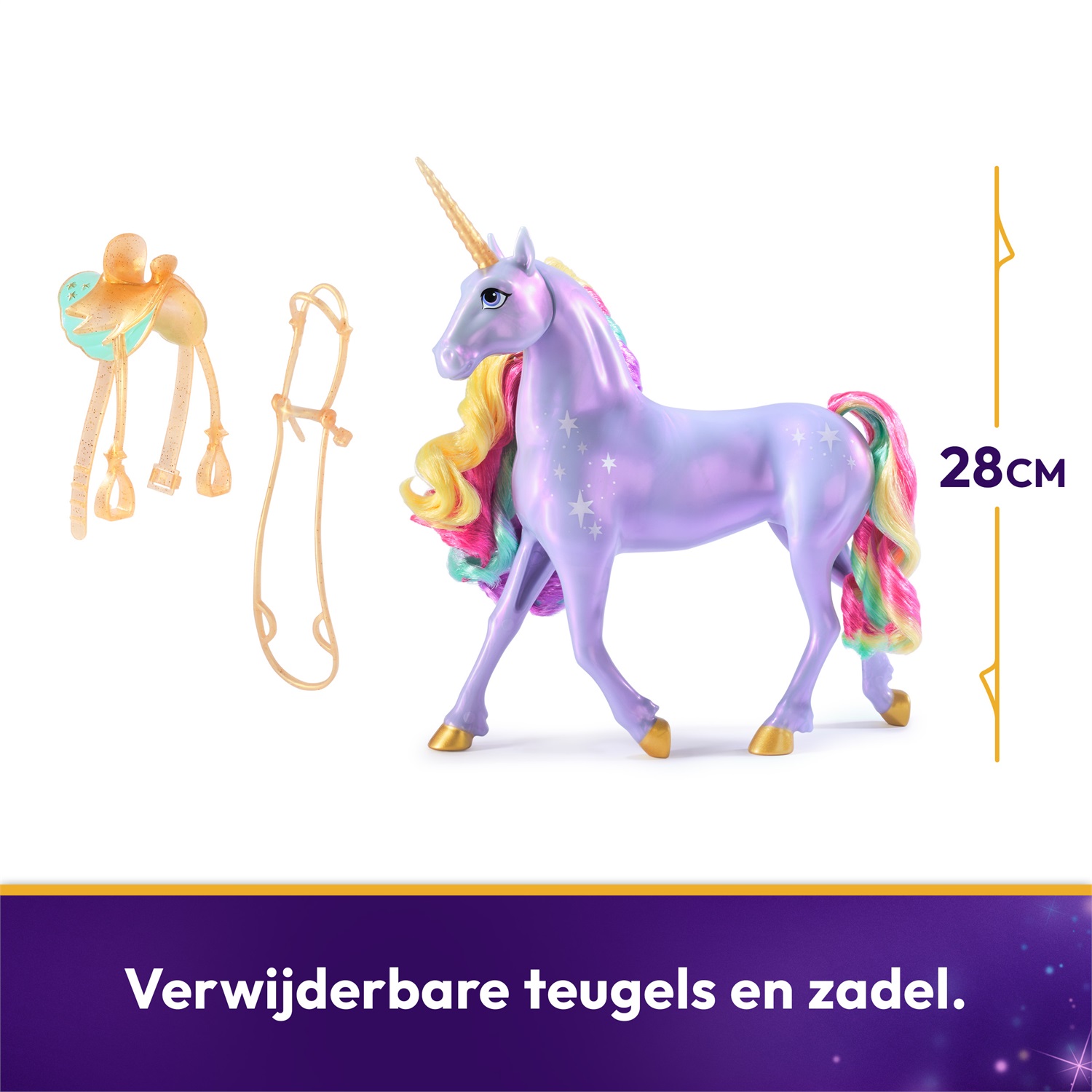 Spin Master Unicorn Academy Rainbow Light-up Wildstar - Unicorno Interattivo con Luci Arcobaleno, Suoni e Musica, 28 cm, per Bambine 4 Anni