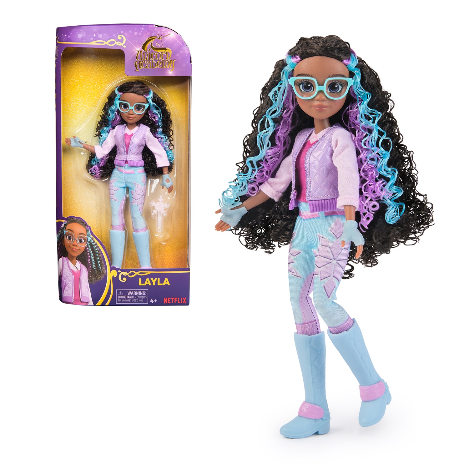 Spin Master Unicorn Academy Bambola Layla 24 cm con Capelli con Mèches e 5 Accessori di Moda